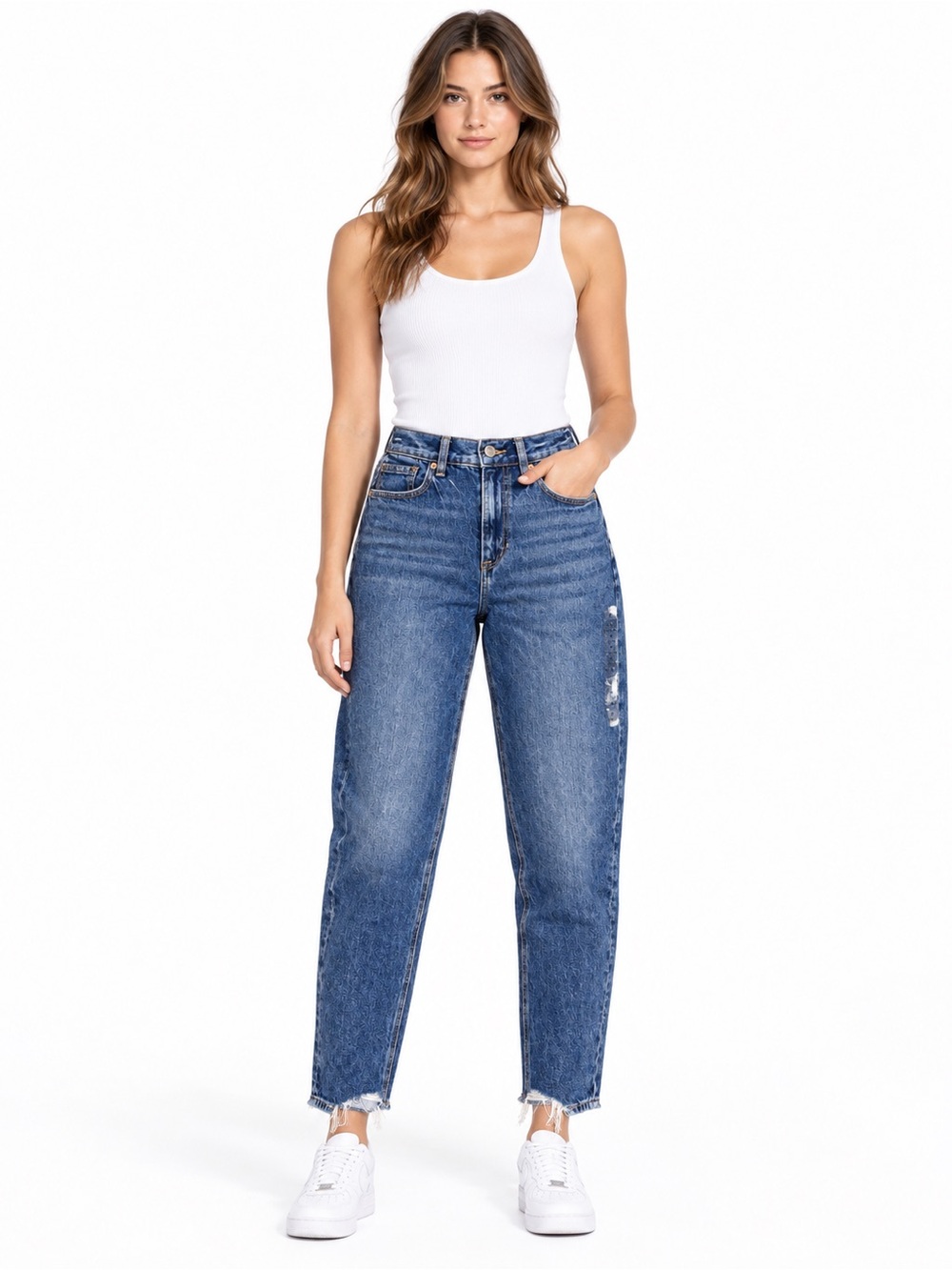 High-Rise Straight Leg Women's Jeans in Medium Blue